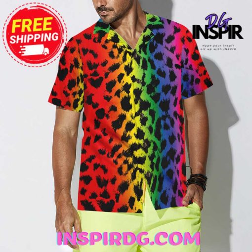HyperFavor Leopard Skin With Rainbow Color LGBT Hawaiian Shirt