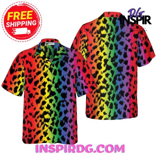 HyperFavor Leopard Skin With Rainbow Color LGBT Hawaiian Shirt
