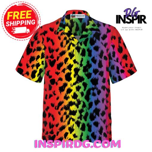 HyperFavor Leopard Skin With Rainbow Color LGBT Hawaiian Shirt