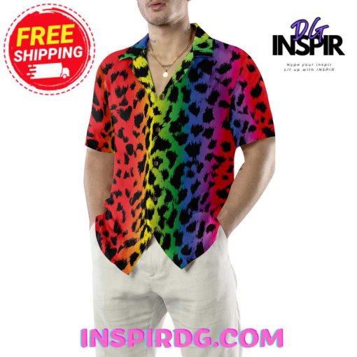 HyperFavor Leopard Skin With Rainbow Color LGBT Hawaiian Shirt