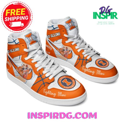 Illinois Fighting Illini Go Illini Orange Air Jordan 1 High Top