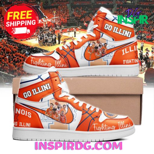 Illinois Fighting Illini Go Illini Orange Air Jordan 1 High Top