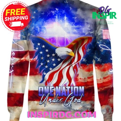 Jesus Eagle American Flag One Nation Under God Sweatshirt