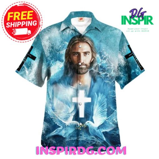 Jesus Eagle One Nation Under God American Hawaiian Shirt
