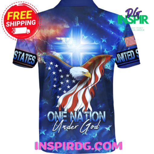 Jesus Eagle Pray American One Nation Under God Polo Shirt