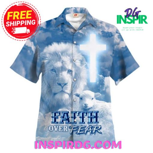 Jesus Faith Over Fear BlueDream Hawaiian Shirt