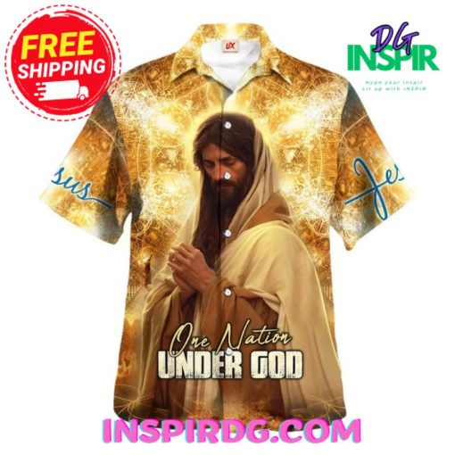 Jesus Gold One Nation Under God Hawaiin Shirt