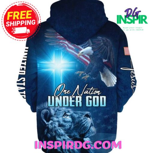 Jesus Lion Eagle American One Nation Under God Hoodie