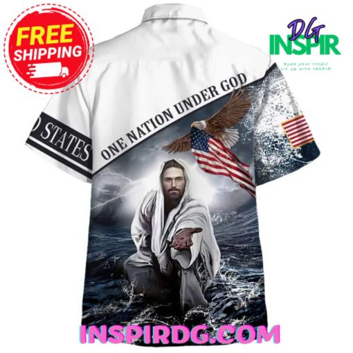 Jesus One Nation Under God Awake White Hawaiin Shirt