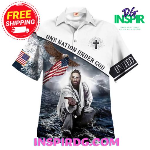 Jesus One Nation Under God Awake White Hawaiin Shirt