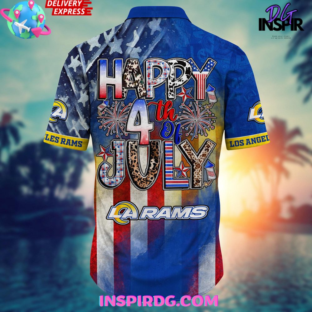 Los Angeles Rams NFL Happy 4th of July Hawaiian Shirt InspirDG