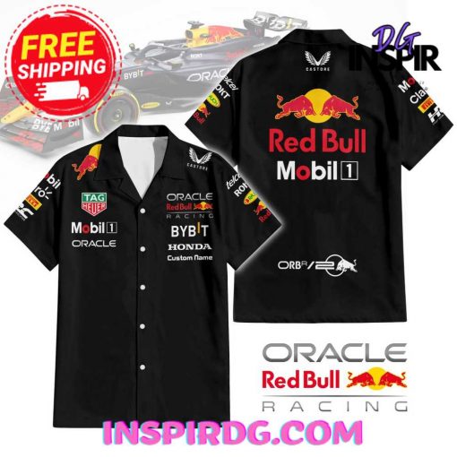 Red Bull Mobil 1 Oracle Racing Black Hawaiian Shirt
