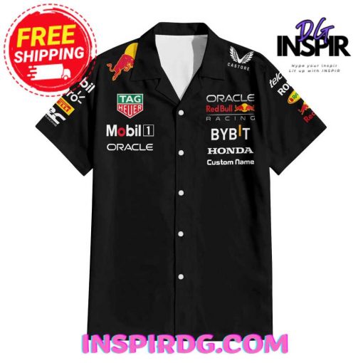 Red Bull Mobil 1 Oracle Racing Black Hawaiian Shirt