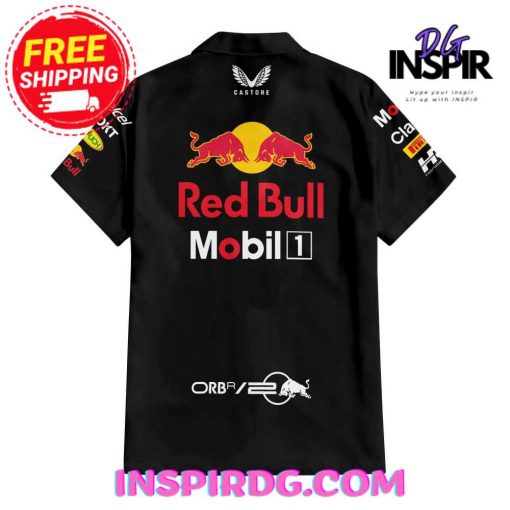 Red Bull Mobil 1 Oracle Racing Black Hawaiian Shirt