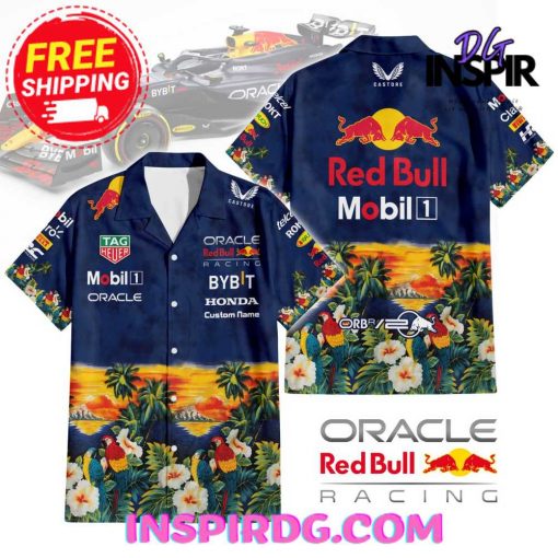 Red Bull Mobil 1 Oracle Racing Black Sunset Blue Hawaiian Shirt
