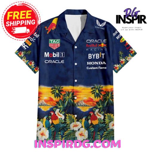 Red Bull Mobil 1 Oracle Racing Black Sunset Blue Hawaiian Shirt