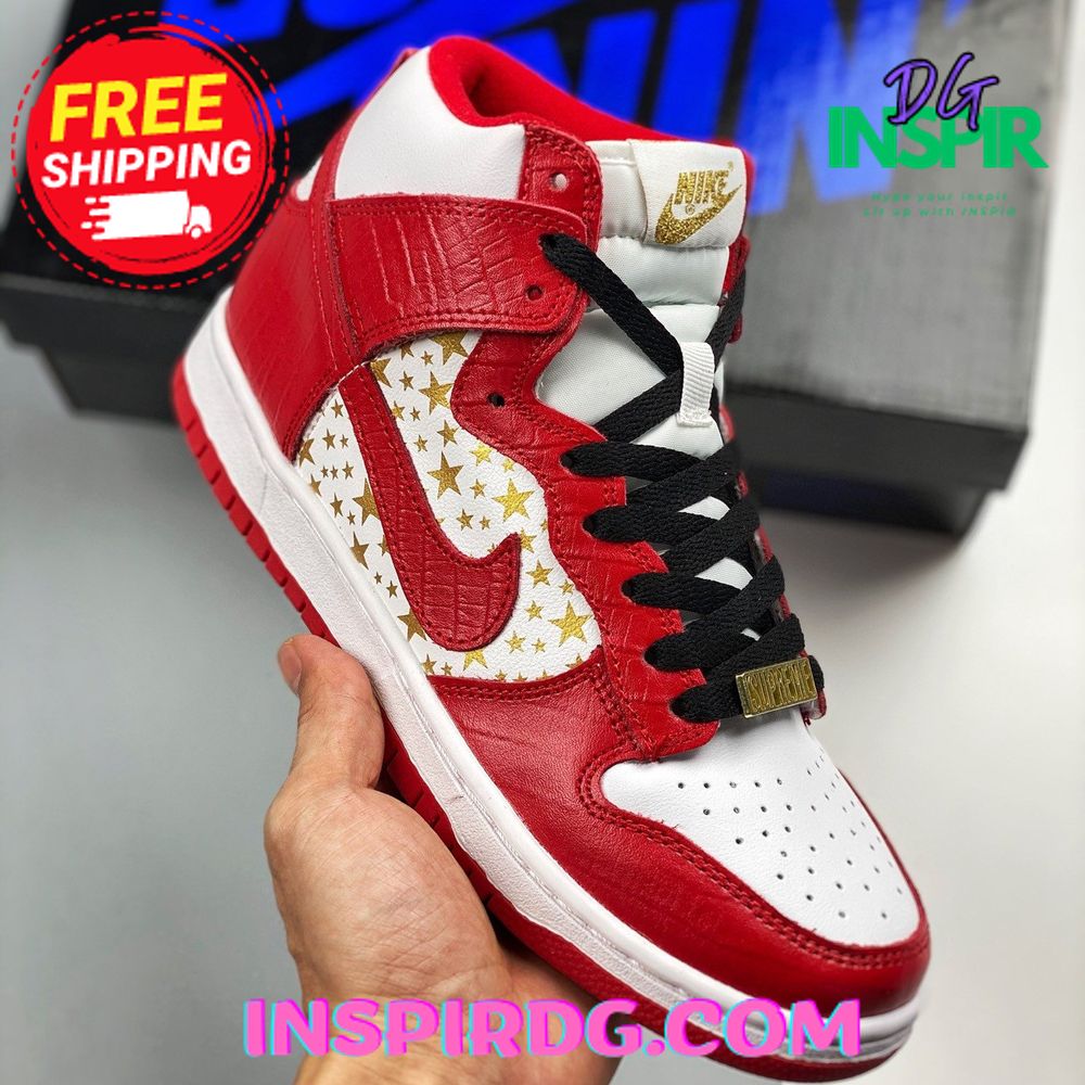 Supreme x Nike SB Dunk High Pro White/Varsity Red - InspirDG