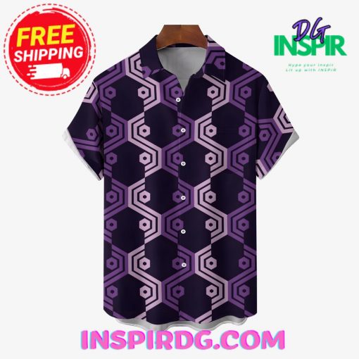 Symmetrical Purple Plaid Hawaiin Shirt