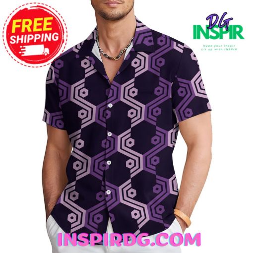 Symmetrical Purple Plaid Hawaiin Shirt
