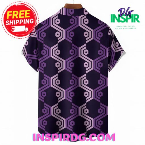 Symmetrical Purple Plaid Hawaiin Shirt