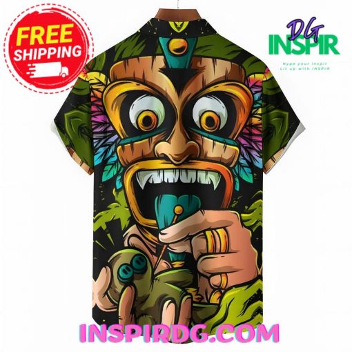 Tribal TIKI Art Green Hawaiin Shirt