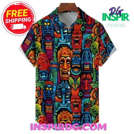 Tribal Tiki Art Casual Hawaiin Shirt