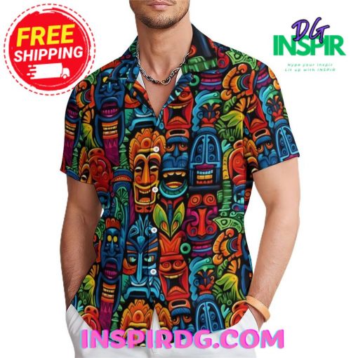 Tribal Tiki Art Casual Hawaiin Shirt
