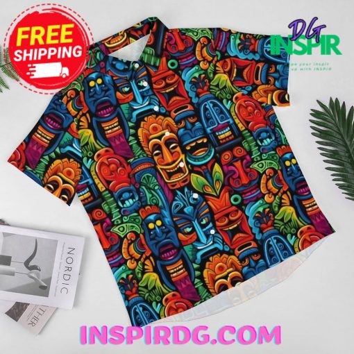 Tribal Tiki Art Casual Hawaiin Shirt