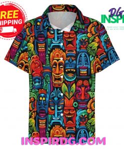 Tribal Tiki Art Casual Hawaiin Shirt