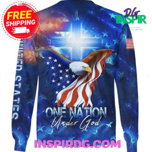 United States Eagle American Flag One Nation Under God Sweatshirt