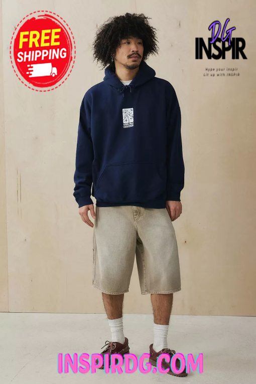 Urban OutFitters UO Cobalt Cyan Flowers Hoodie