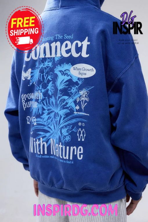 Urban OutFitters UO Navy Connect With Nature Hoodie
