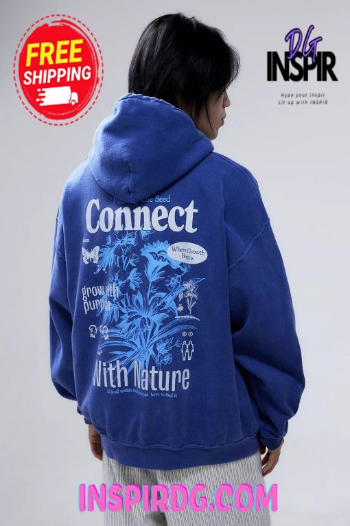 Urban OutFitters UO Navy Connect With Nature Hoodie