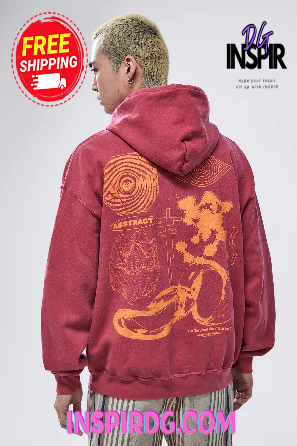 Urban Outfitters UO Red Abstract Hoodie InspirDG