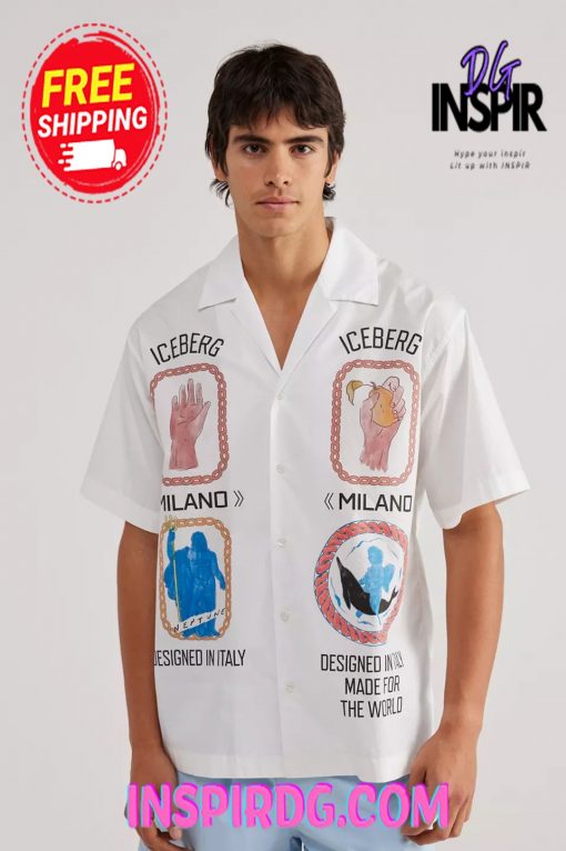 Urban Outfitters ICEBERG Camicia Short Sleeve Button-Down Shirt