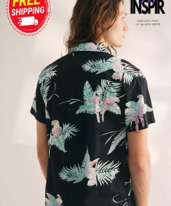 Urban Outfitters Katin Paradise Tropical Print Short Sleeve ButtonDown Shirt