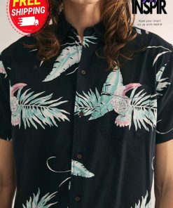 Urban Outfitters Katin Paradise Tropical Print Short Sleeve ButtonDown Shirt