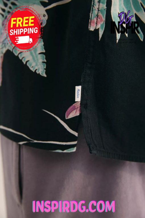 Urban Outfitters Katin Paradise Tropical Print Short Sleeve Button-Down Shirt
