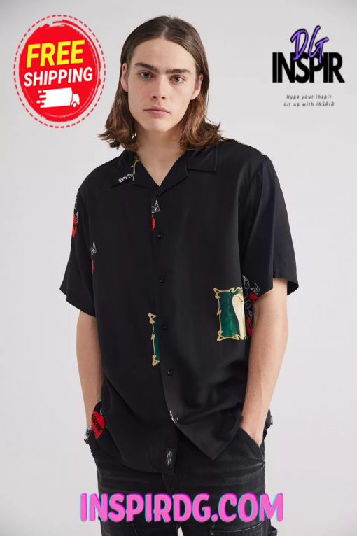 Urban Outfitters THRILLS Dream Within A Dream Short Sleeve Button-Down Shirt