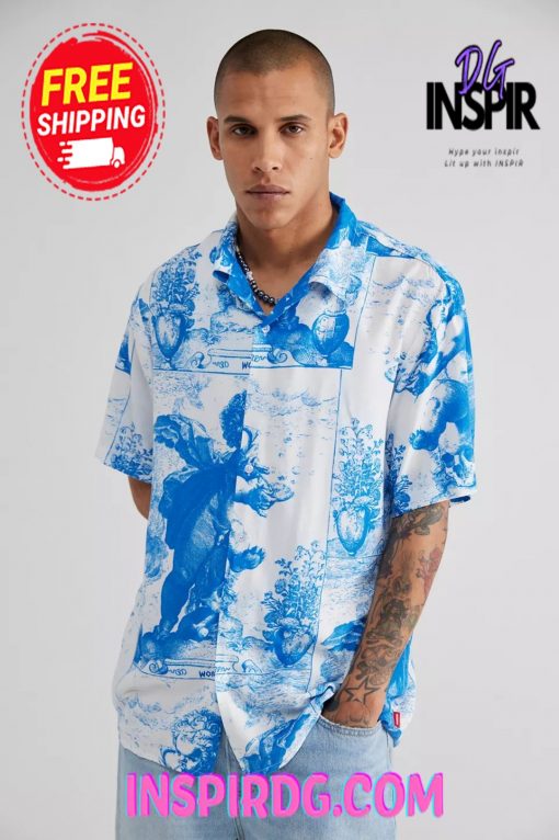 Urban Outfitters WORSHIP SUPPLIES Heavenly Bowling Shirt