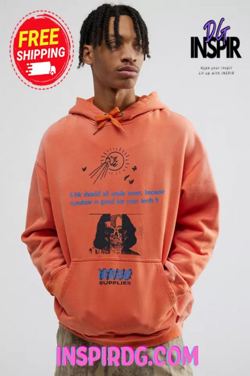 Urban Outfitters WORSHIP SUPPLIES Smile More Hoodie Sweatshirt