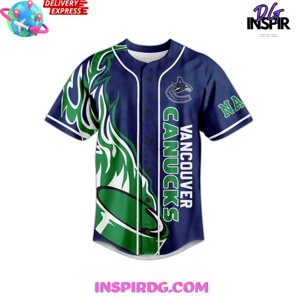 Vancouver Canucks Custom Name Baseball Jersey InspirDG