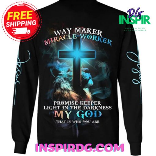 Way Maker Miracle Worker Lion Cross Light Colorful Sweatshirt