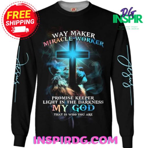 Way Maker Miracle Worker Lion Cross Light Colorful Sweatshirt
