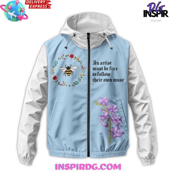Bridgeton Bee White Windbreaker Outdoor Zipper Hoodie