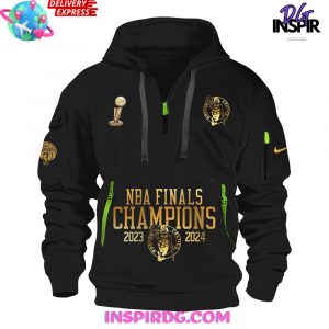 Boston Celtics NBA Champions 2023-2024 Black Half Zip Hoodie