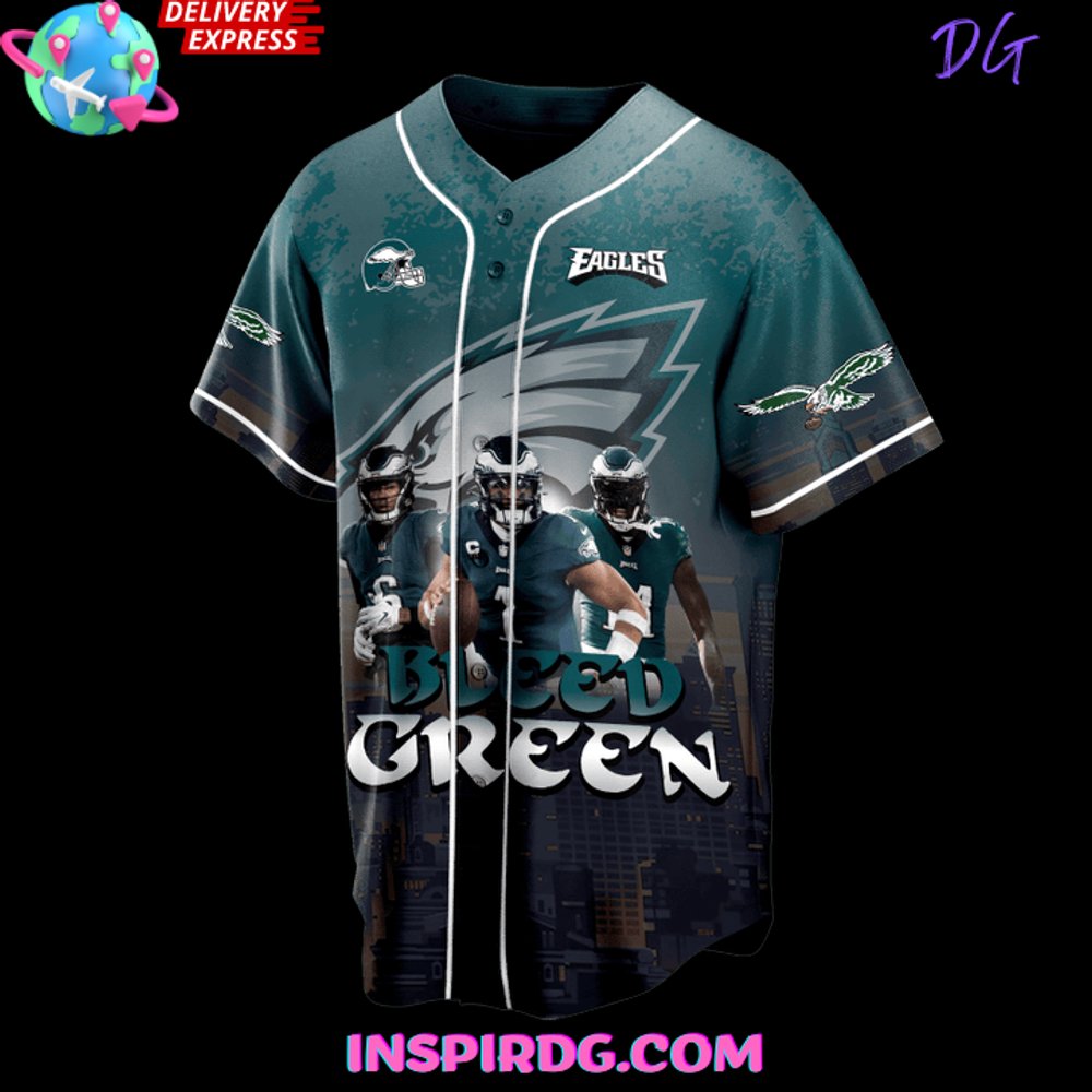 NFL Philadelphia Eagles 2024 Bleed Green Baseball Jersey InspirDG