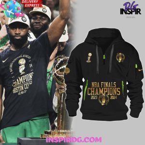 Boston Celtics NBA Champions 2023-2024 Black Half Zip Hoodie