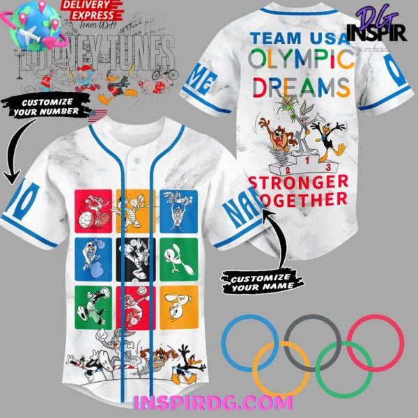Olympic Paris 2024 Looney Tunes Team Usa Baseball Jersey