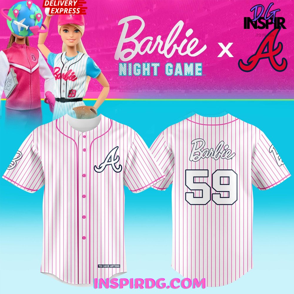 Atlanta Braves x Barbie Night Game 2024 Stripe Baseball Jersey InspirDG